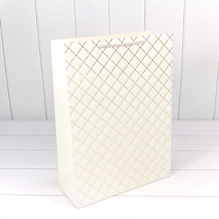 Пакет подарочный "Ромб" Белый 31*42*12 210г 1/20 1/80 Арт: 000391A/1