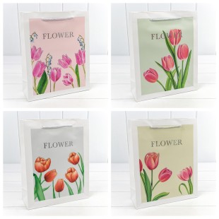 Пакет подарочный с тиснением "Flower" (микс) 26*32*10 210г 1/20 1/240 Арт: 000254C