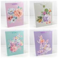 Пакет подарочный с блёстками "Цветы акварель" (микс) 30*41,5*12 210г 1/20 1/80 Арт: 000197A - Пакет подарочный с блёстками "Цветы акварель" (микс) 30*41,5*12 210г 1/20 1/80 Арт: 000197A