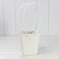 Пакет подарочный "Ваза для цветов" 15,5*13*9,5 260г "Ромбики" Белый 1/10 1/150 Арт: 000236G/7