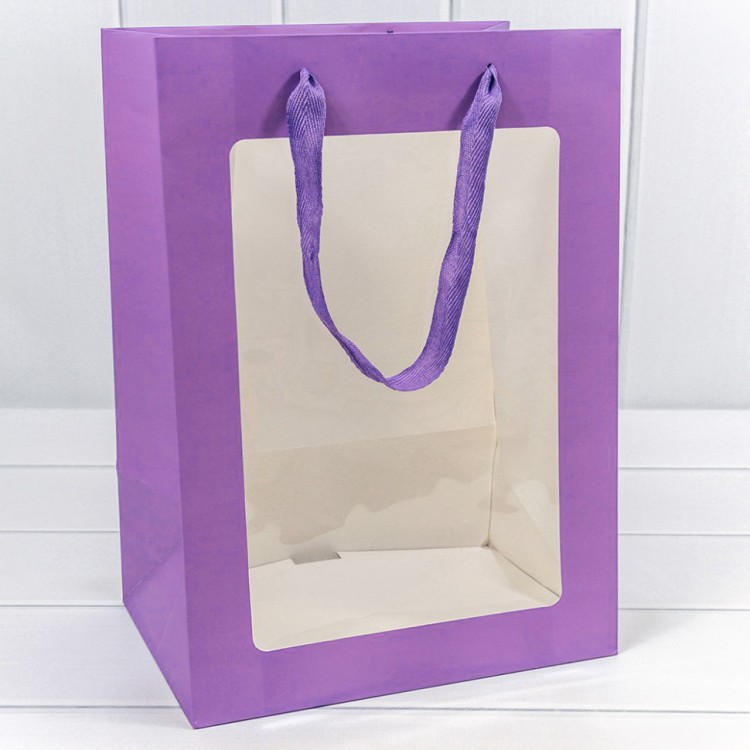 Пакет подарочный с окошком Сиреневый 25*35*18 210г 1/10 1/240 Арт: 000198C/21