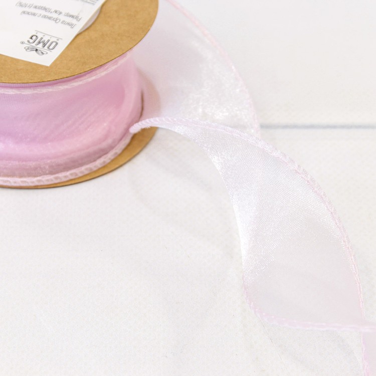 Лента Органза с леской 4см*10ярд Светло-розовый 1/5 1/200 Арт: 594-40/5