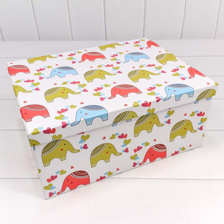 Коробки Прямоугольные Набор 1/10 34*26*15,3 "Слоники на белом фоне" 1/6 Арт: 721604/1273