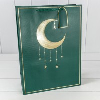 Пакет подарочный с тиснением "Полумесяц" (294) 31*42*12 210г Зелёный 1/20 1/80 Арт: 000294A/15