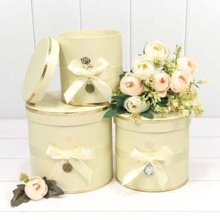 Коробки Цилиндр Набор 1/3 18*17 "Flowers for You" Бежевый 1/12 Арт: 720112/176