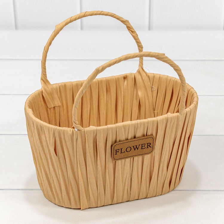 Корзина плетёная Овальная 20*12*11 (±5%) из пластика с ручками Бледно-оранжевый 1/80 Арт: 420124/5