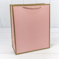 Пакет подарочный "Золотая рамка" Розовый 26*32*13 210г 1/12 1/240 Арт: 300850C/13
