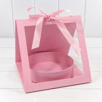 Коробка подарочная 25*26*23 с окошком и бантом "Круг" Розовый 1/24 Арт: 720964/5