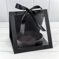 Коробка подарочная 25*26*23 с окошком и бантом "Круг" Чёрный 1/24 Арт: 720964/9 - Коробка подарочная 25*26*23 с окошком и бантом "Круг" Чёрный 1/24 Арт: 720964/9