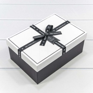 Коробки Прямоугольные Набор 1/3 22,5*16*9,5 с чёрным бантом Белый/Чёрный 1/20 Арт: 721913/2