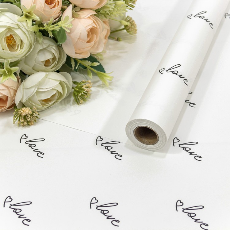 Плёнка 0,57*10м матовая "Love" 65мкм Белый/Чёрный 1/30 Арт: 1860/1