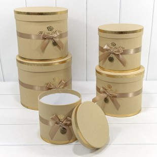 Коробки Цилиндр Набор 1/5 22,5*19,5 "Flowers for you" Крафт 1/8 Арт: 7215009/1954