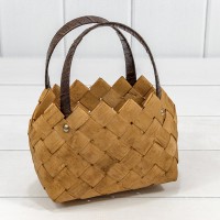 Корзина плетёная 20*10*12 (±5%) из секвойи с ручками Медовый 1/60 Арт: 420330/1040